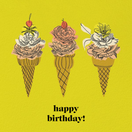 Flower Cones (Square) (Dylan Mierzwinski) - Birthday Card by Red Cap Cards