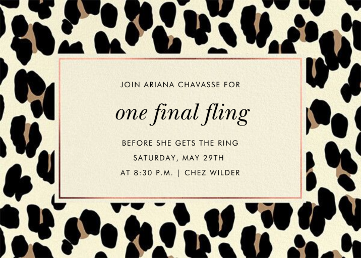 Bold Leopard - Bachelorette Party Invitation by kate spade new york