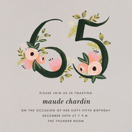 Botanic Numerals - Birthday Invitation by Rifle Paper Co.