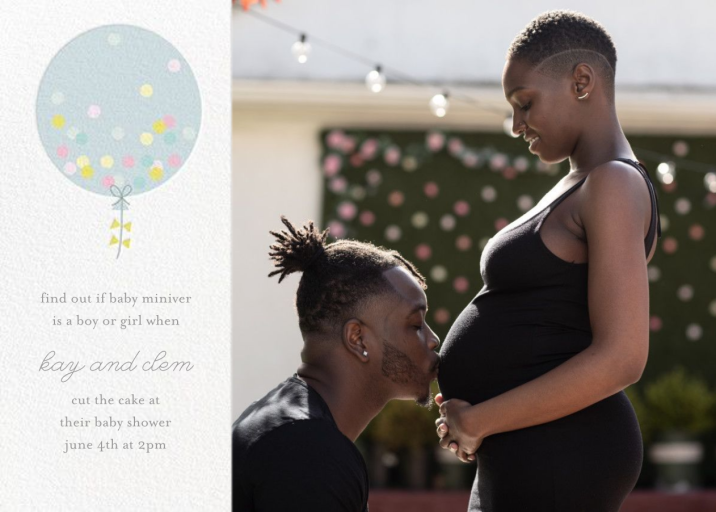 Confetti Balloon - Gender Reveal Invitation by Little Cube