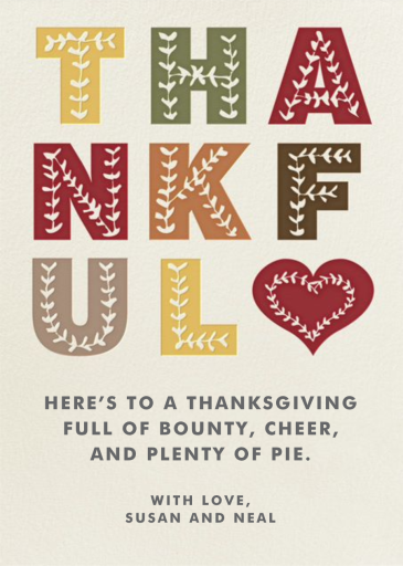 Thankful - Thanksgiving Card by Paperless Post