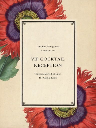 Derian Poppies - Cocktail Party Invitation by John Derian