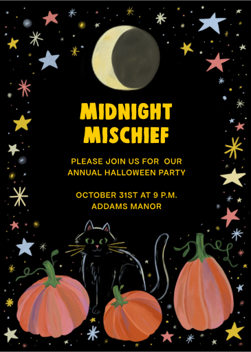 Celestial Cat Pumpkin Invitation