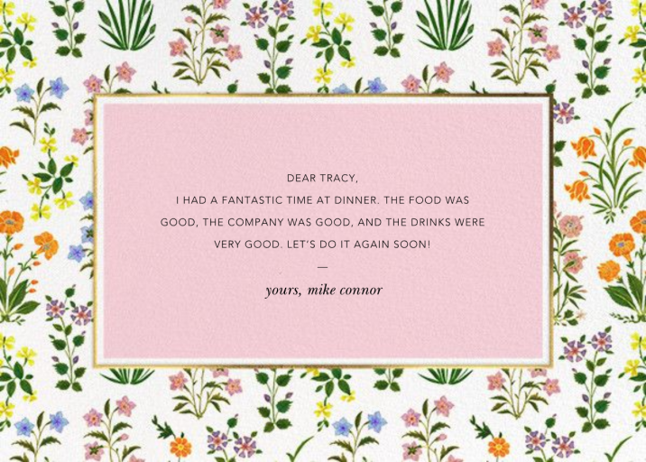 Wildflower Calico - Thank You Card by Oscar de la Renta