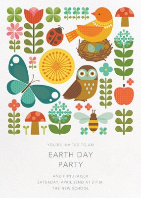 Garden Portrait - Petit Collage - Earth Day Invitations
