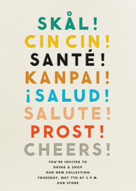 Cheers Language - Cocktail Party Invitation by The Indigo Bunting