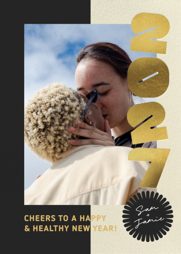 Photo Gold New Year Card