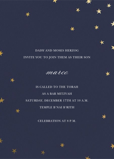 Nightly (Tall) - Bar & Bat Mitzvah Invitation by Paperless Post