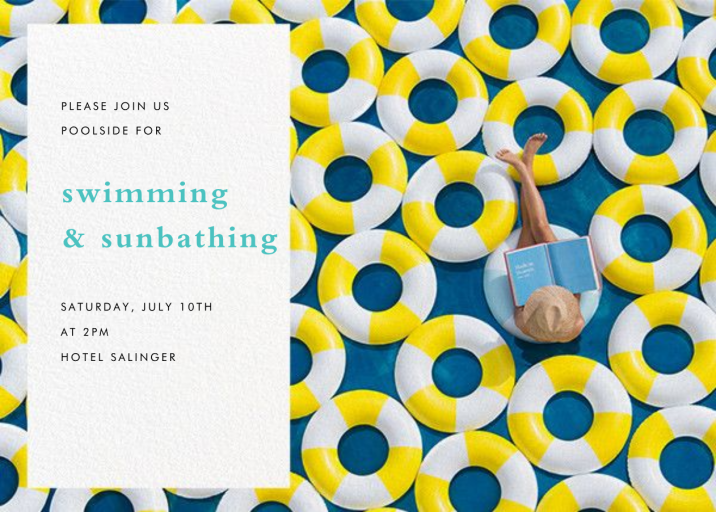 Yellow Inner Tubes - Pool Party Invitation by Gray Malin