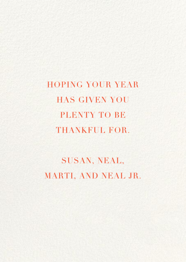 Thankful Branches - Thanksgiving Card by Mr. Boddington's Studio - Back