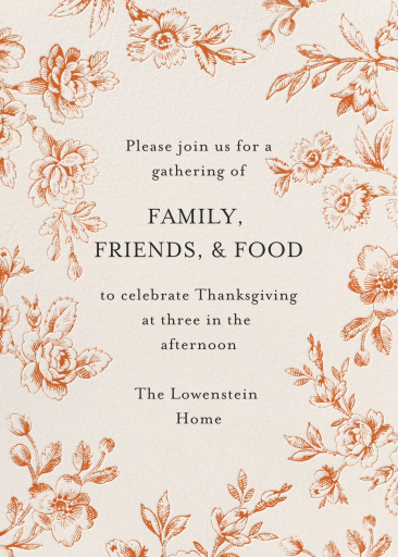Rust Floral Anniversary Invitation