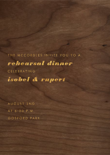 Wood Grain Dark - Rehearsal Dinner Invitation by Paperless Post