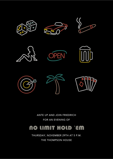 Neon Lights - Game Night Invitation by Paperless Post