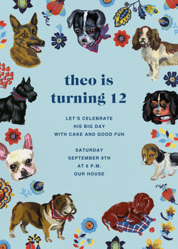 Assorted Pups - Birthday Invitation by Nathalie Lété
