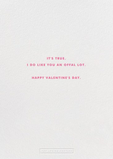 I Like You An Offal Lot - Valentine's Day Card by The Indigo Bunting - Back