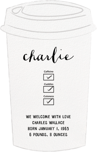 Fresh Brewed - Birth Announcement by Cheree Berry Paper & Design - Back