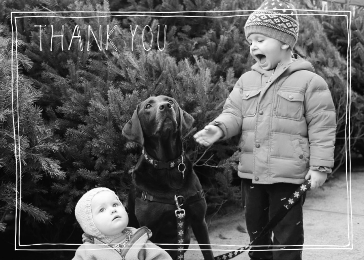 Double Hand Drawn Bordered - Thank You Card by Linda and Harriett