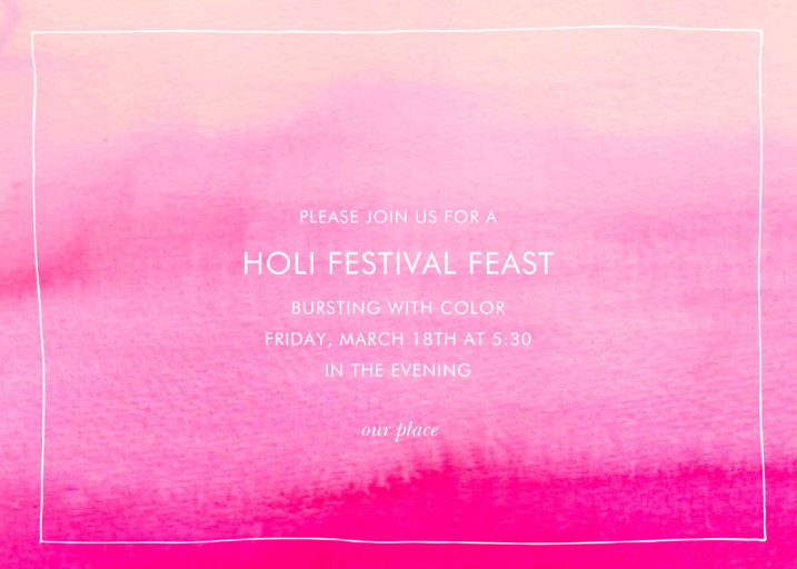 Pink Watercolor - Holi Invitation by Linda and Harriett