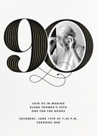 Pinstripe Numerals - 90th Birthday Invitation by Paperless Post