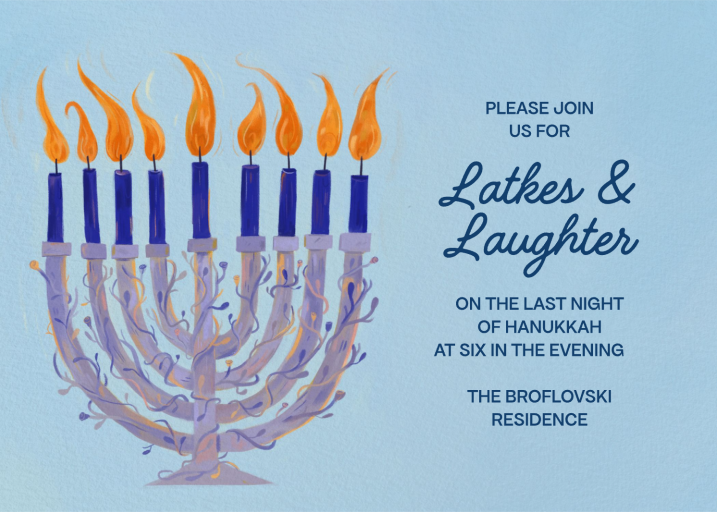 Painted Menorah Hanukkah Invitation