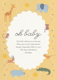 Invitación « Baby Shower » con simpáticos animales de la selva