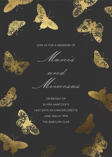 Burnell Butterfly - Bachelorette Party Invitation by Schumacher