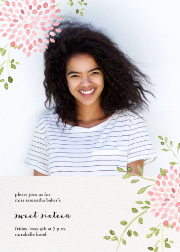 Dahlias Photo (Tall) - Sweet 16 Invitation by Paperless Post