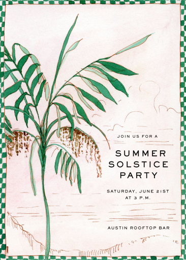 Palm Tree Checkered Invitation