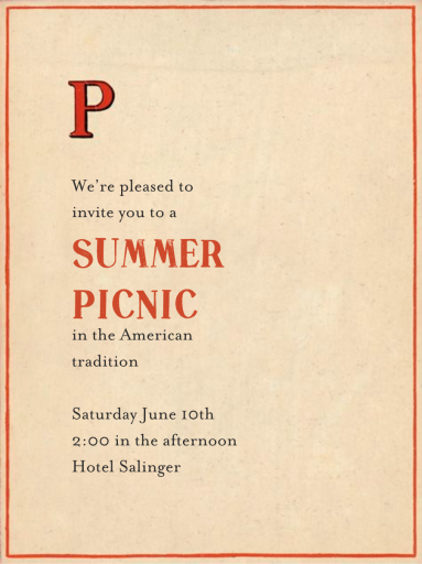 Red Letter - BBQ Invitation by John Derian - Back