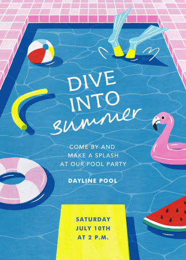 Diving Fins - Pool Party Invitation by Paperless Post