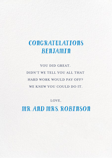 Gimlet for the Grad - Graduation Card by Mr. Boddington's Studio - Back