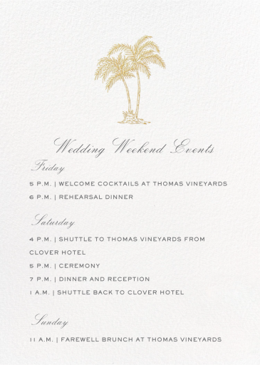 Mascarene - Welcome Party Invitation by Crane & Co.