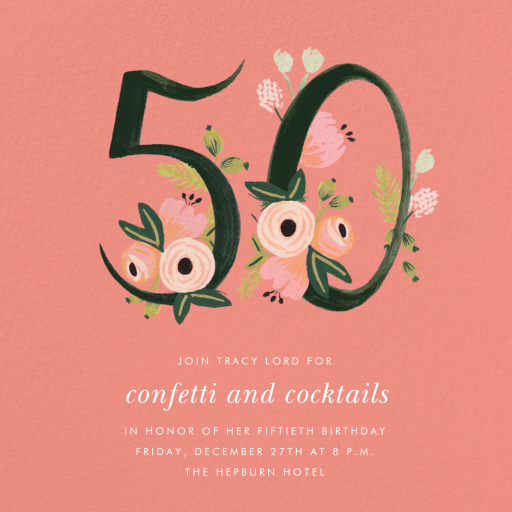 Botanic Numerals - 50th Birthday Invitation by Rifle Paper Co.